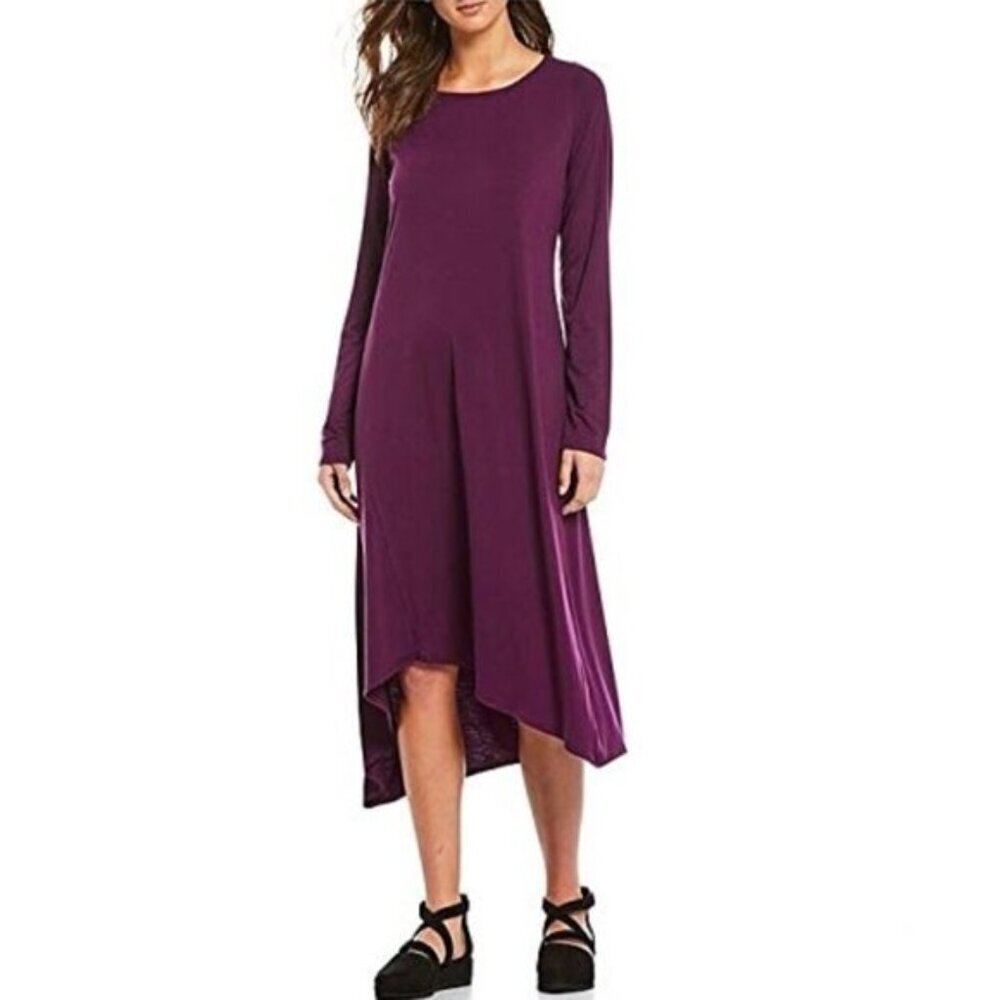 Eileen Fisher Hi-Low Long Sleeve Purple Dress Size M